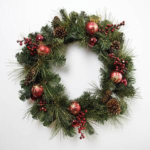 Still life of Christmas wreath.