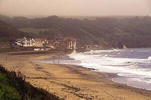 The beach at Sandsend, North York Moors National Park, England