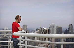 A man viewing downtown Chicago