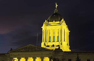 Dome of Manitoba Legislative Building at night, Winnipeg, Manitoba, Canada