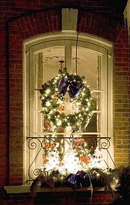 Christmas decorations on a window