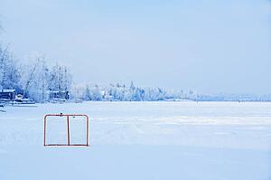 Ice rink on a snowy landscape