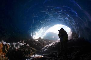 Person in a cave