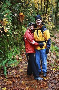 Couple hiking in the woods