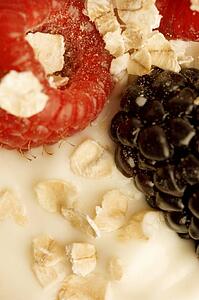 Close up of berries in yogourt