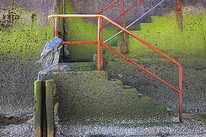 Beach steps, Sandsend, Yorkshire, England