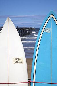 Surfboards for sale, Saltburn-by-the-Sea, North Yorkshire, UK