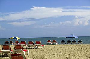 Chairs on a beach, Cabarete, Dominican Republic