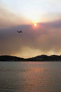 Plane flying over Anavissos, Greece