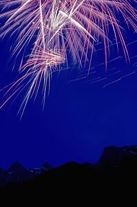 Fireworks over the mountains