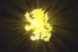Illuminated symbol of a lion
