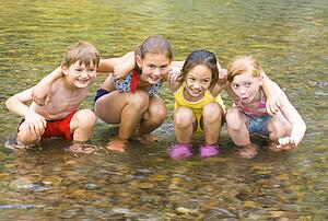 Children playing in water 