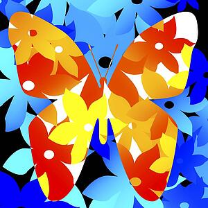 Floral pattern in shape of butterfly