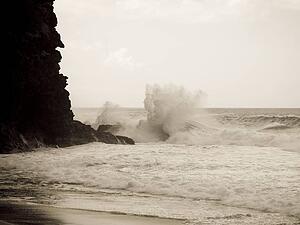Waves against a cliff, Napali Coast State Park, Kauai, Hawaii