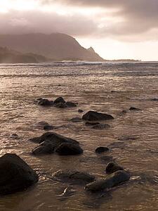 Rocks in the water, Hanalei Bay, Kauai, Hawaii