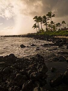 Rocky coastline, Poipu, Kauai, Hawaii
