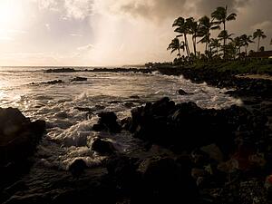 Rocky coastline, Poipu, Kauai, Hawaii
