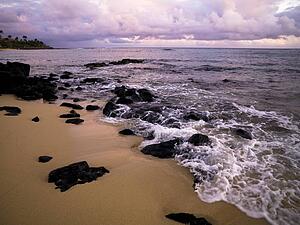 Rocks on the beach, Poipu, Kauai, Hawaii
