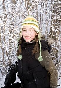 Portrait of girl in winter clothing