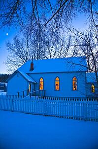 Chapel covered in snow