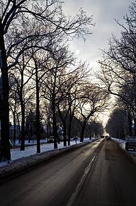 A city road in winter