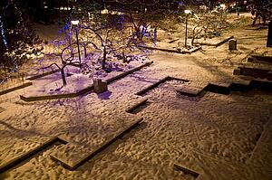 Park covered in snow