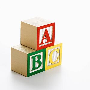 ABC alphabet blocks stacked together