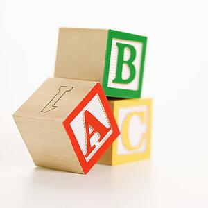ABC alphabet blocks stacked together