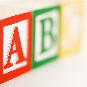 ABC alphabet blocks lined up