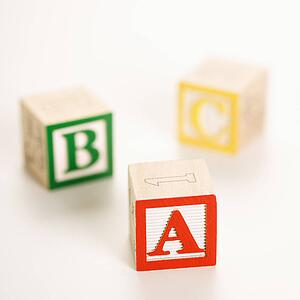 ABC alphabet blocks.