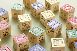 Alphabet building block toys.