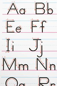 Alphabet handwriting practice work sheet.