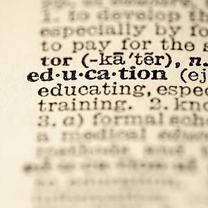 Selective focus of dictionary definition for the word education