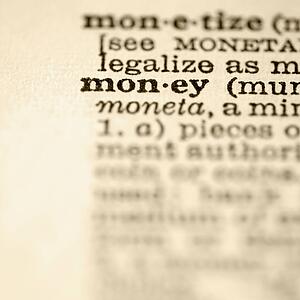Selective focus of dictionary definition for the word money