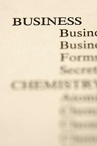 Selective focus of page with the word business and related categories