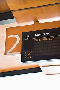 Departure board for ferryboats in Sydney, Australia