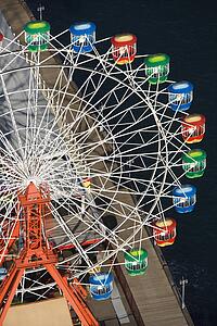 Aerial view of ferris wheel in Luna Park Sydney, Australia