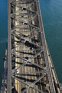 Aerial view of detail of Sydney Harbour Bridge in Sydney, Australia.