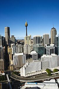 Aerial view of buildings in downtown Sydney, Australia