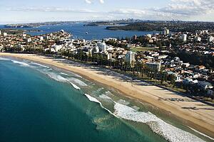Aerial view of beachfront property in Sydney, Australia.