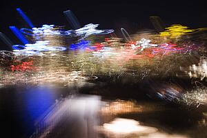 Blurred night skyline of Sydney, Australia