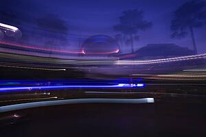 Motion blur of lights creating abstract image