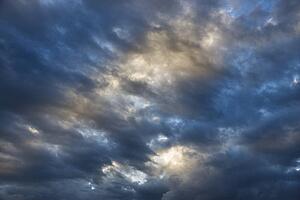 Sky with thick cumulus clouds.