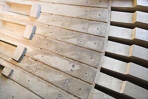 Concrete structural supports on building