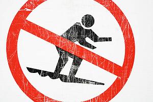 Close up of no surfing sign at Surfers Paradise, Australia
