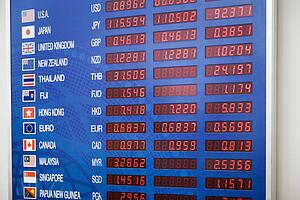 LED display containing international currency exchange rates