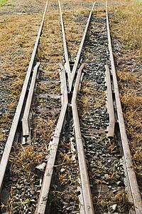 Railway track turnout breaking into two different directions