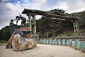 Memorial scuplture near entrance to the Great Ocean Road in Australia.