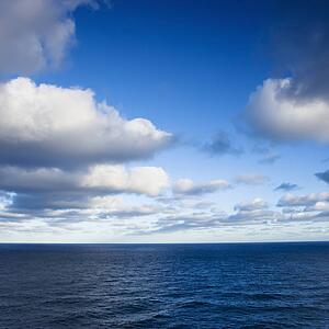 Seascape with cumulus clouds in Australia