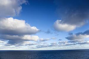 Ocean with cumulus clouds in Australia.